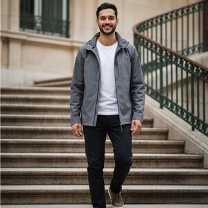 Bonobos Mens Jacket Medium NWT Gray Performance Outdoors Windbreaker Full Zip